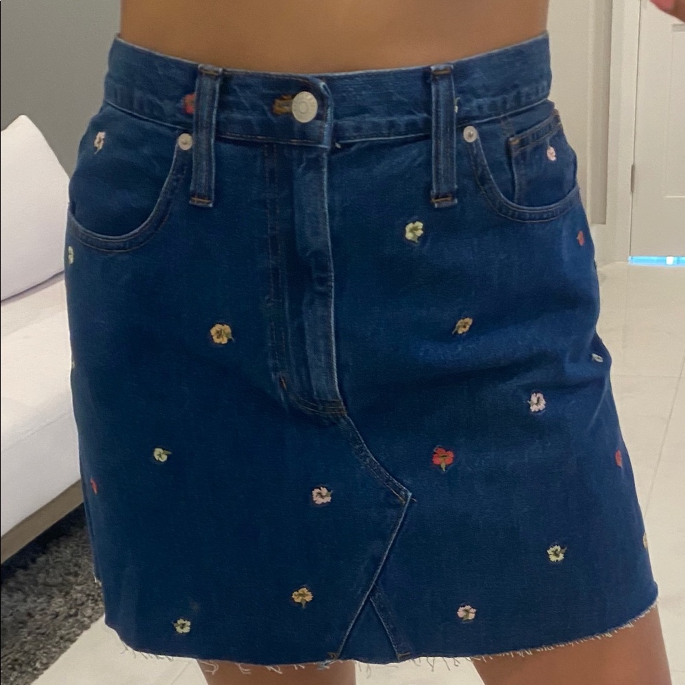 MADEWELL | Confetti floral denim mini skirt